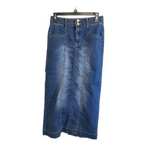 Est 1946 Womens Denim Pencil Skirt~Size 2~Medium Blue Wash with Back Slit~L15 17
